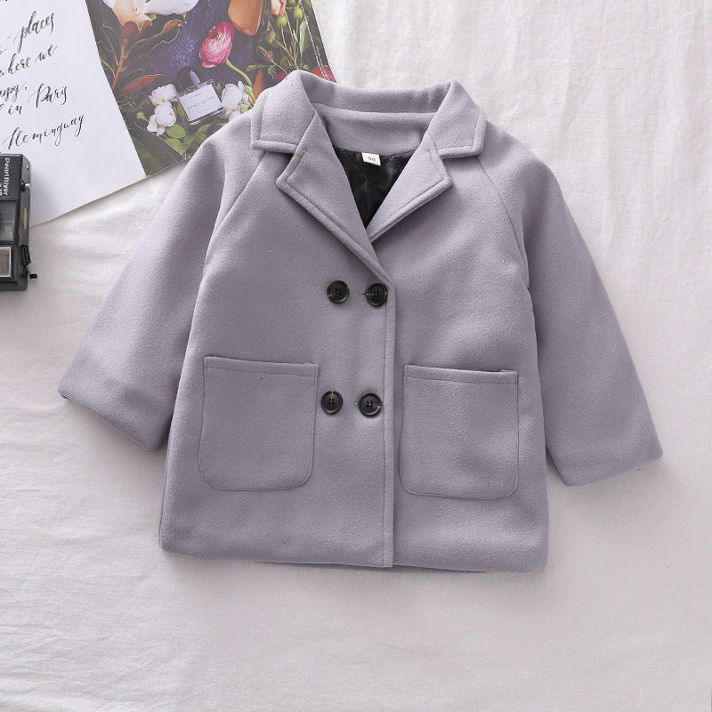 Autumn Winter Boys' Solid Plaid Coat