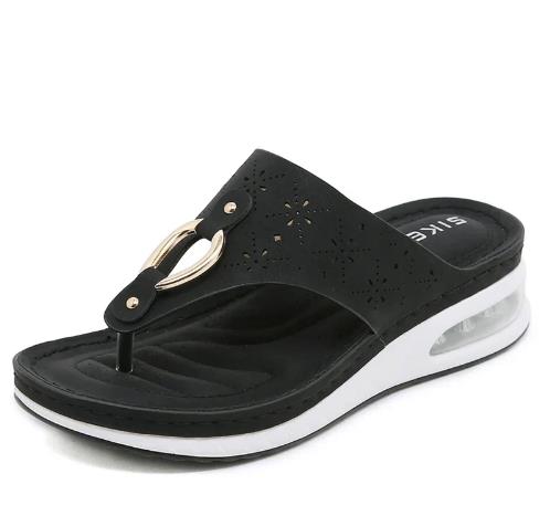 WOLFF - Bequeme Keilabsatz Flip Flops