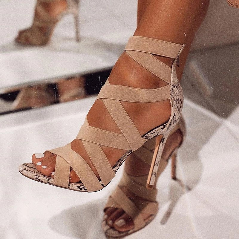 Female Shoe Buckle Summer High-heeled Sandal for Women High Heel Girls Comfort New Fashion Strap Peep Toe Open Shoes