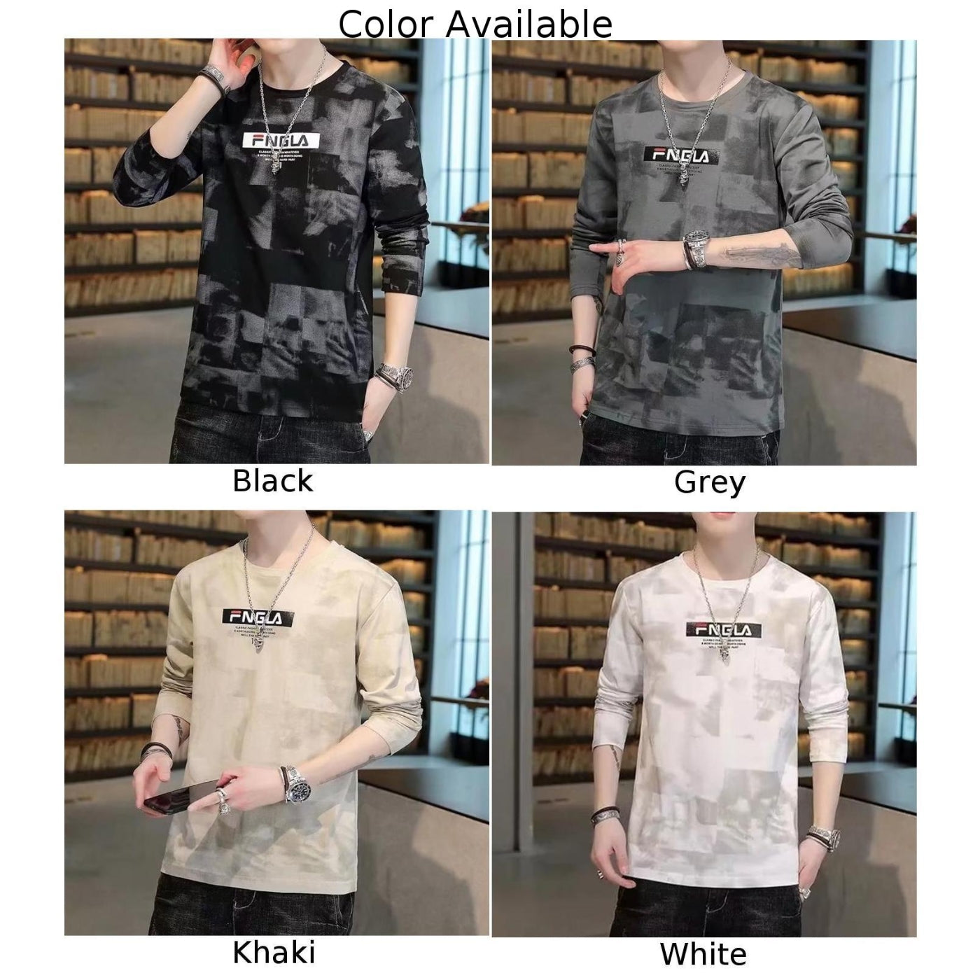New Autumn Men's Print Long Sleeve T-Shirts Sports Crew Neck Tee Shirt Casual Blouse Pullovers Men Undershirts Tops