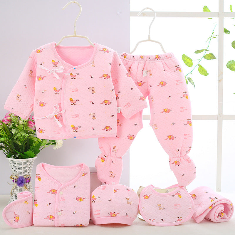 Seven-piece quilted warmth for spring and autumn newborns