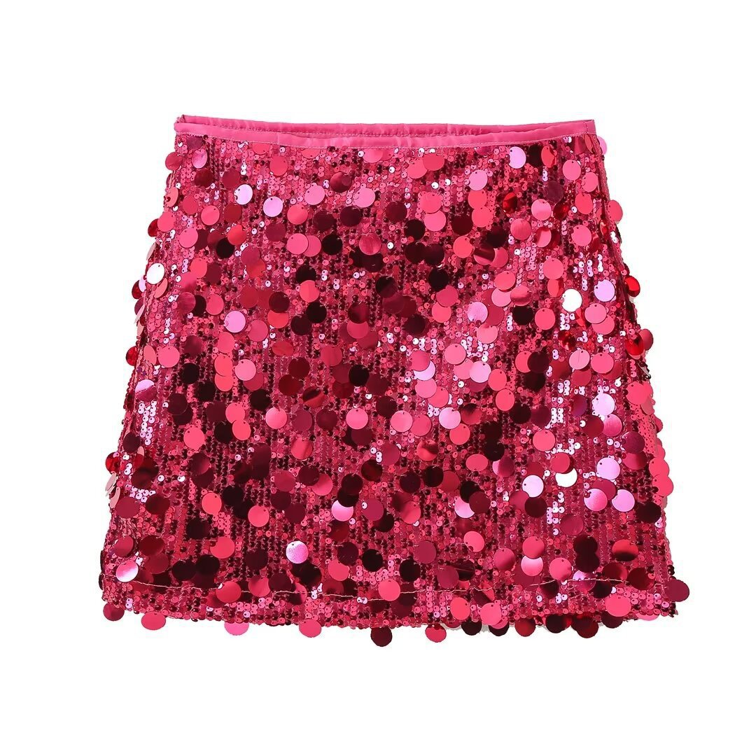 European and American cross-border women's clothing wholesale women's six-color high waist sequined mini skirt