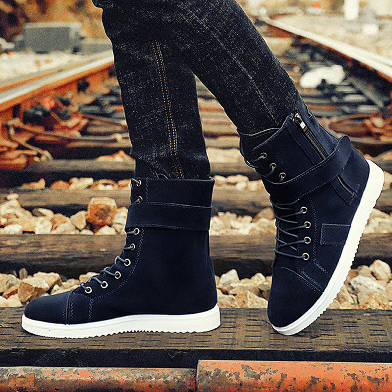 Men's Mid-cut Zipper Winter Boots Cotton Shoes