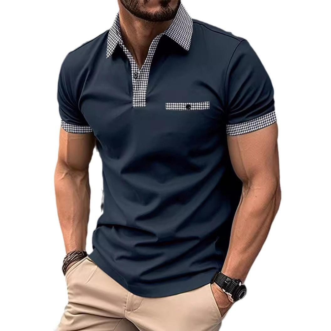 Summer Men's Short-sleeved Polo Shirt Button Color Blocked Men's Sports Polo Shirt