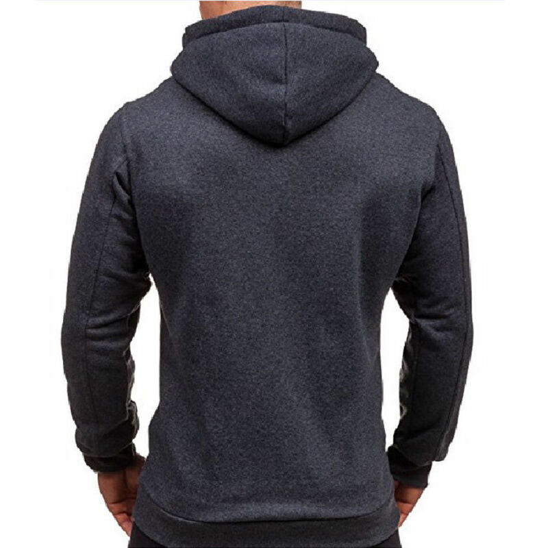 Men's Sweater Spring and Autumn Casual Fashion Solid Color Sweater Men's Long-sleeved Sports Hooded Tops Zipper Cardigan Sweater