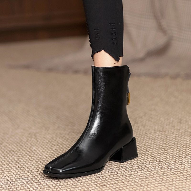 Square Toe Fashion Autumn And Winter Retro Martin Boots