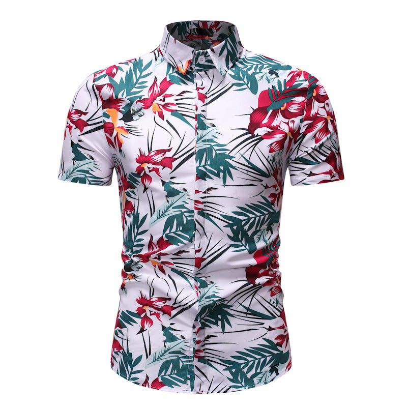 Casual short sleeve flower shirt