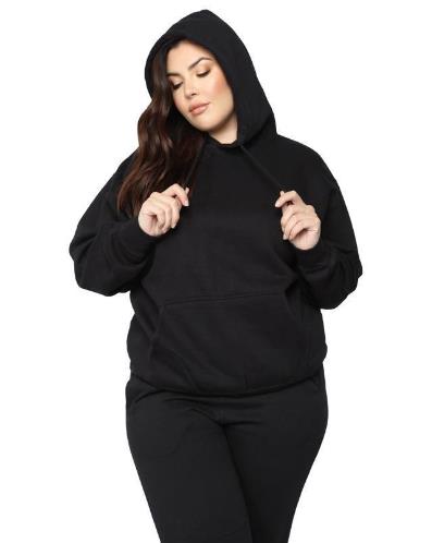 Loose And Casual Solid Color Hooded Long-sleeved Sweater Suit Plus Size