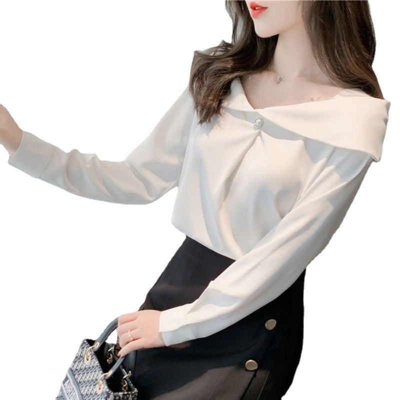 Silk Shirt Spring 2023 New Satin Top Women's Design Sense All-match Loose Light Mature Elegant Chiffon Shirt