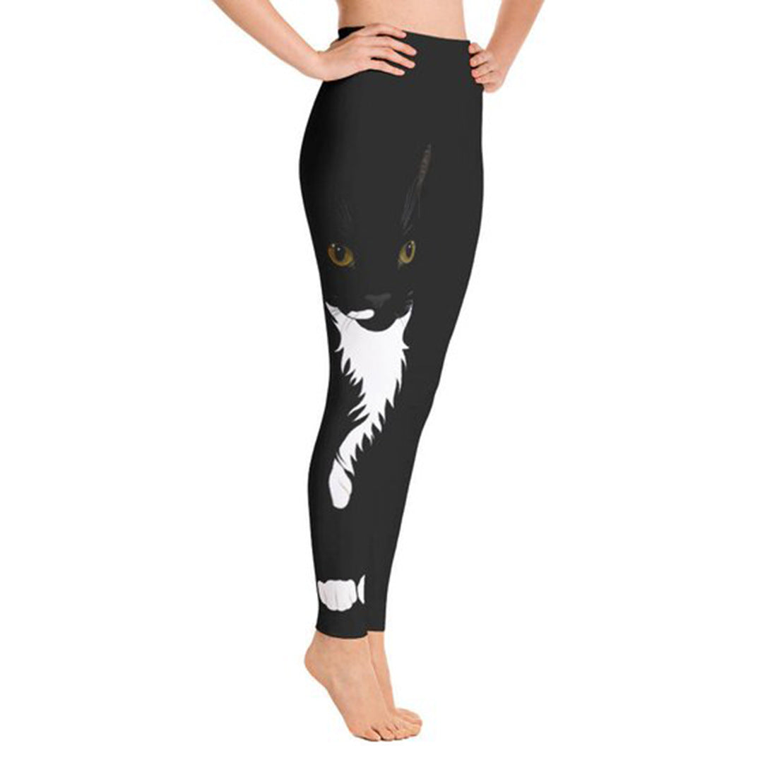 Black cat cropped pants