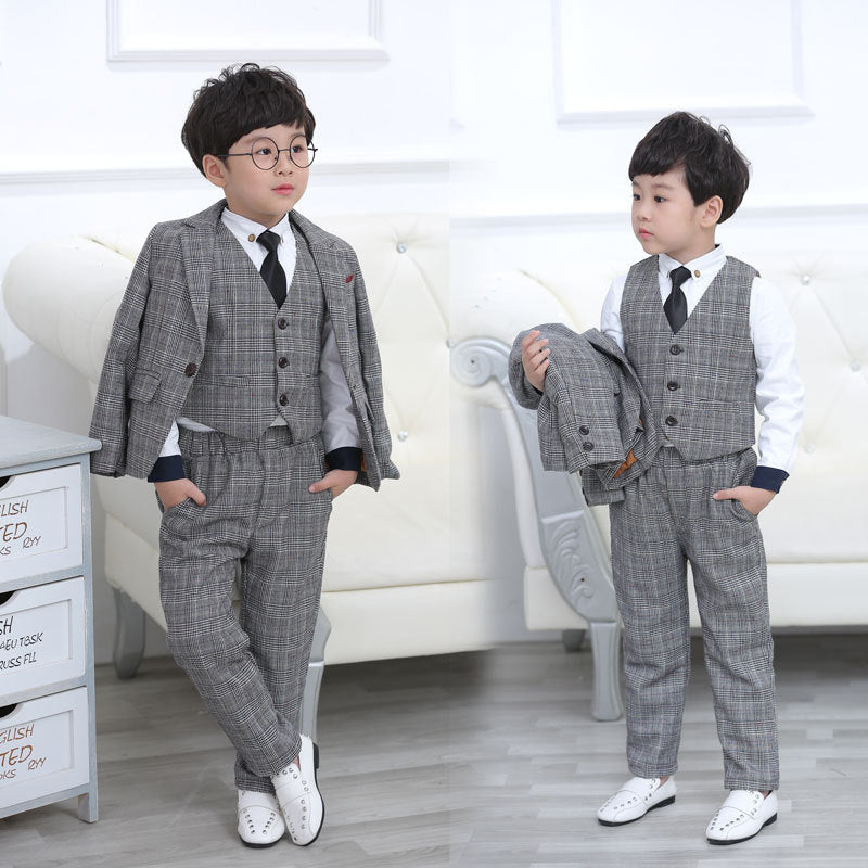 Children dress suit men's suits, three sets of 2020 children with velvet suit winter flower wedding dress.
