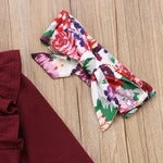 Printed jumpsuit pants headband three-piece