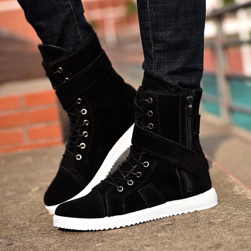 Men's Mid-cut Zipper Winter Boots Cotton Shoes