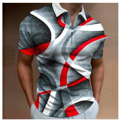 Cross-border ebay foreign trade popular summer lapel Polo shirt 3D digital printing casual men& T-shirt zipper men& clothing