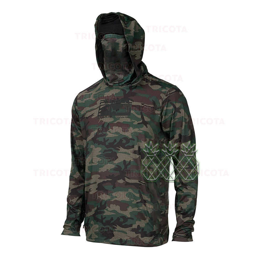 Pelagic Fishing Shirts Men's Performance Long Sleeve Hooded Angling Clothes With Mask UV Protection Camouflage Fishing T-shirts