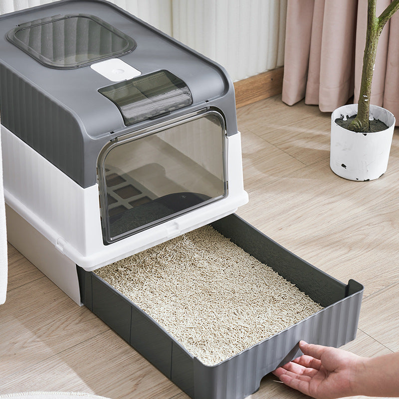Cat Litter Basin Top-in UV Drawer Fully-enclosed Sterilization Oversized Cat Toilet Closed Pet Supplies