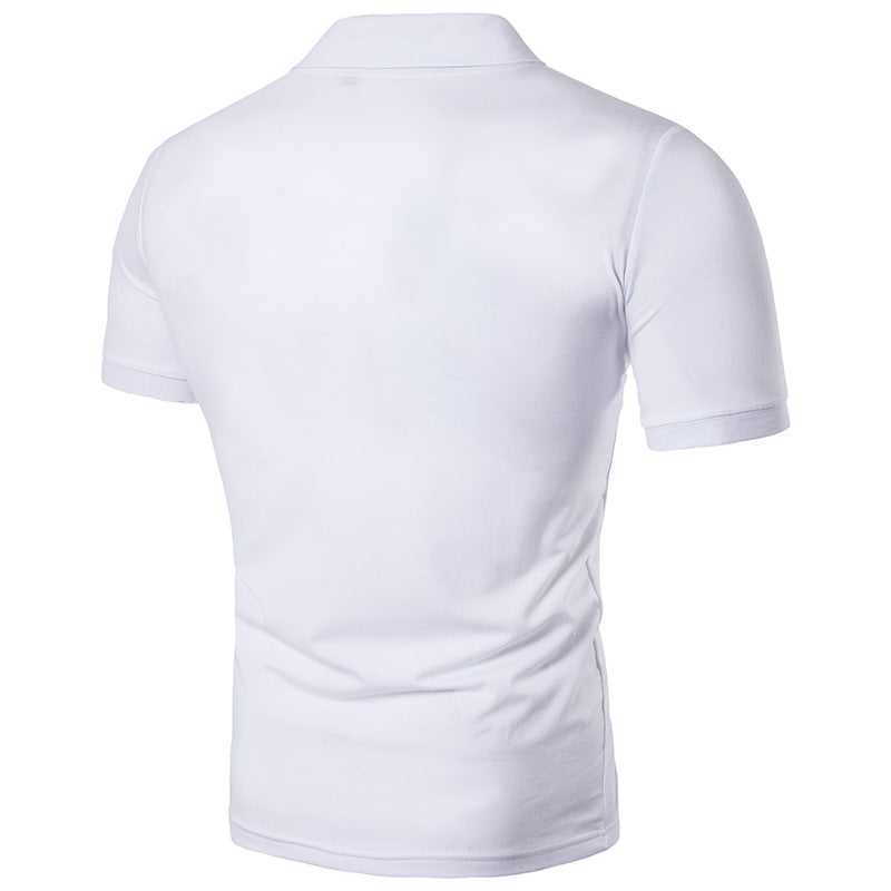 Men's Polo Shirt Short Sleeve Solid Polo Neck T-shirt Summer Fit Top