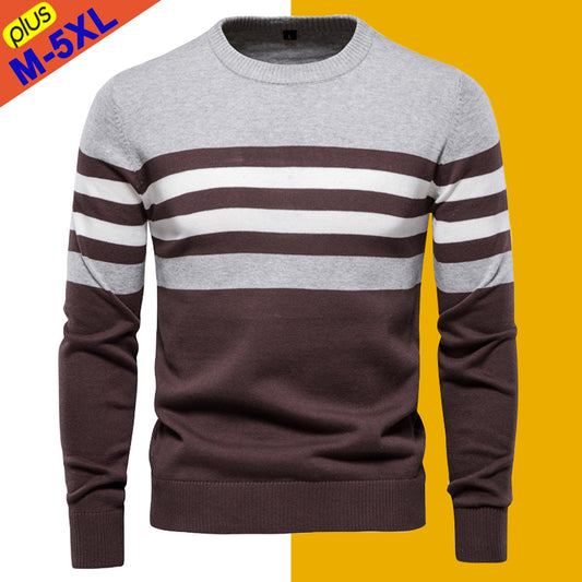 Sweater Men Pullover Cotton Striped Sweaters Male Autumn Winter Fashion Jersey Mens Sweaters Basic Boy Jumpers Plus Size 5XL