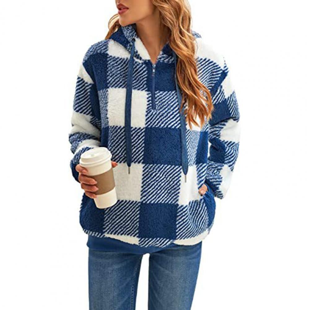 Ladies Sweatshirt Women Hoodie Warm Plush Pullover Sweatshirt Cozy Women's Hoodie with Long Sleeve Drawstring for Autumn/winter