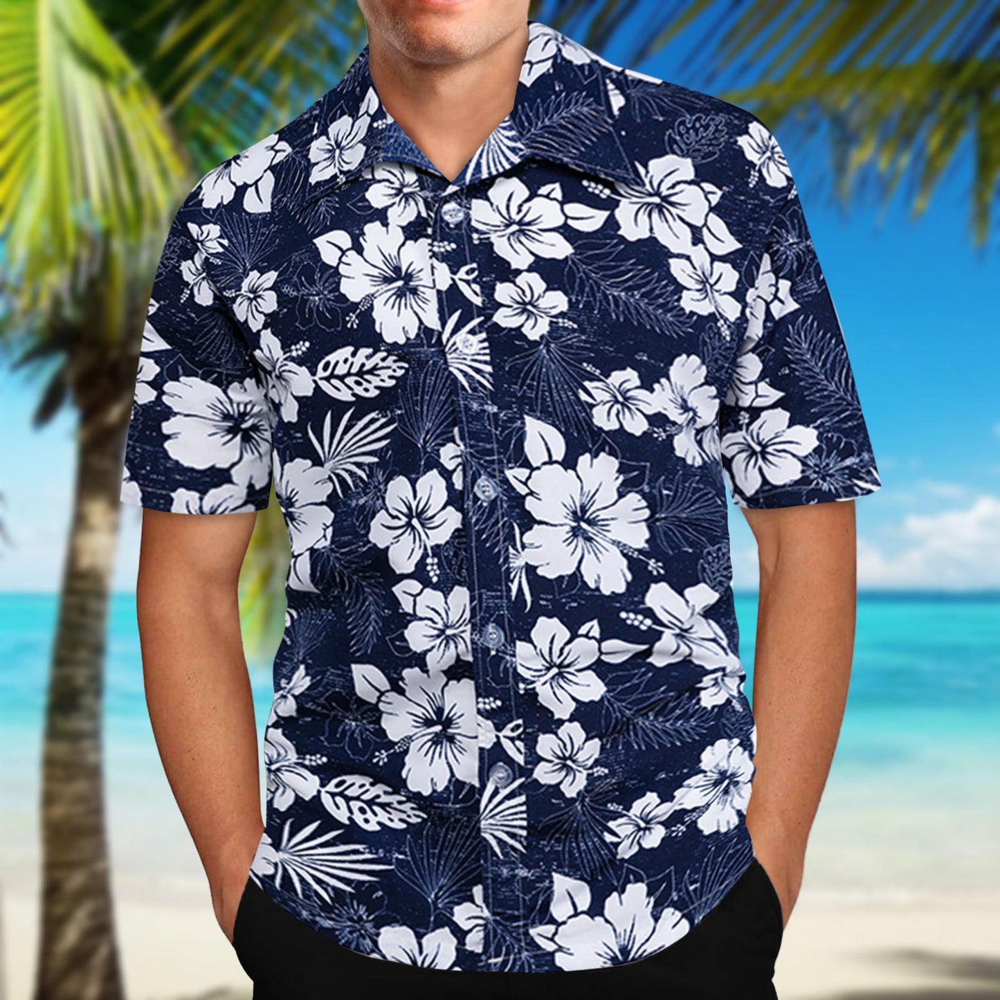 Hawaiian Flower Shirt Men's Retro Hong Kong Style Casual Loose Hong Kong Style Beach Vacation Casual Short-sleeved Shirt