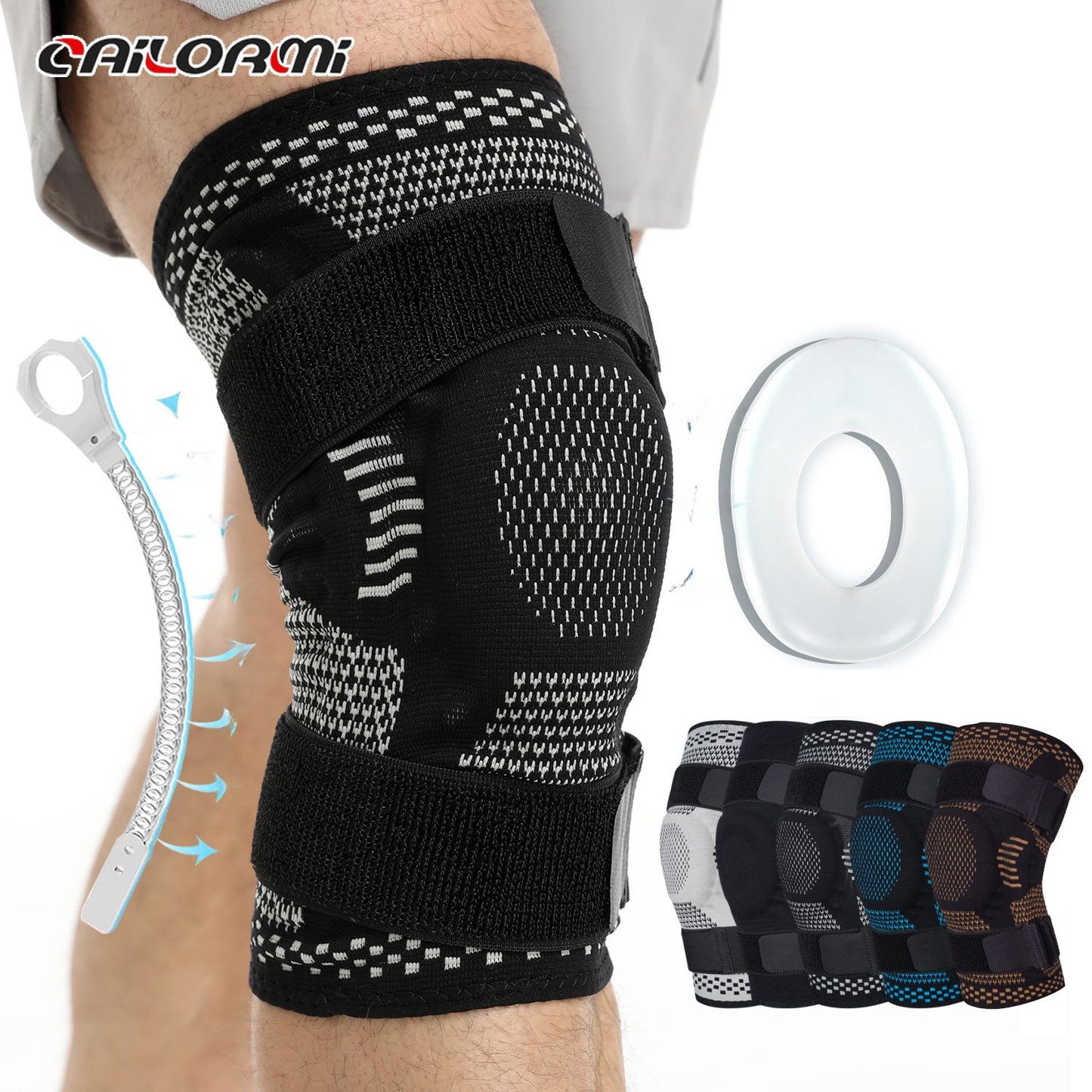 Sports Knee Protection Men's Knee Silicone Protection Running Fitness Basketball Skipping Knee Protection Warm Leg Protection Patella Belt Customization
