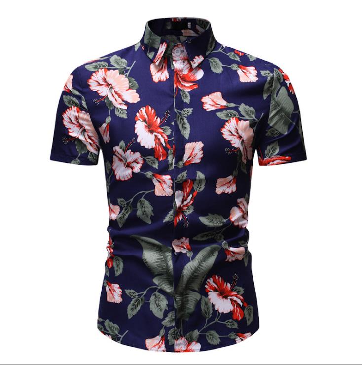 Casual short sleeve flower shirt