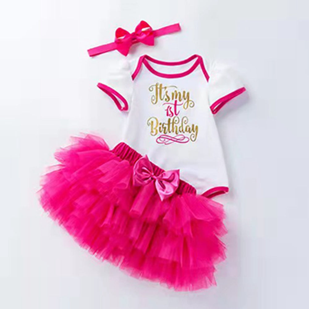 0-2 years old baby girl birthday outfit cotton short-sleeved romper six-layer sand skirt suit manufacturer Wholesale children's clothing