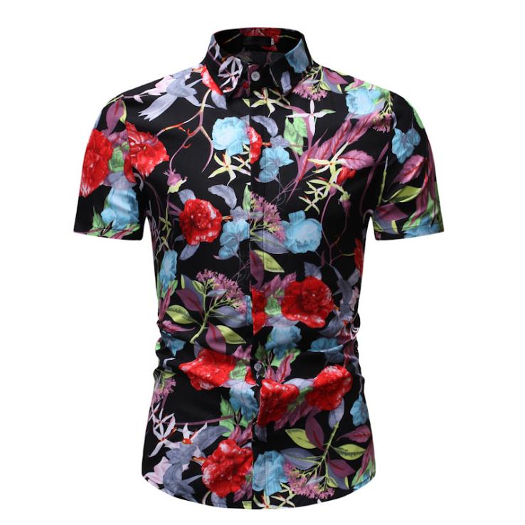 Casual short sleeve flower shirt