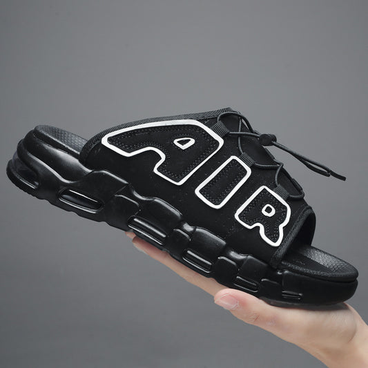 Summer new PU air cushion slippers slip-on men's shoes outdoor slip-on casual Korean style beach shoes cross-border plus size