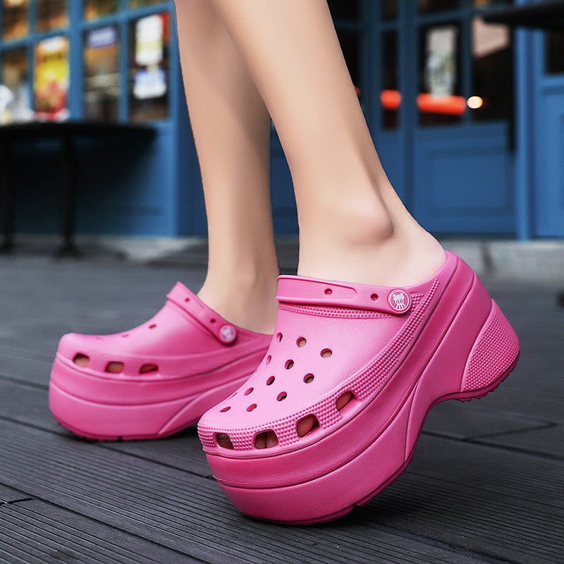 Women's Shoes Summer Slippers High Platform Heel Hole Shoes