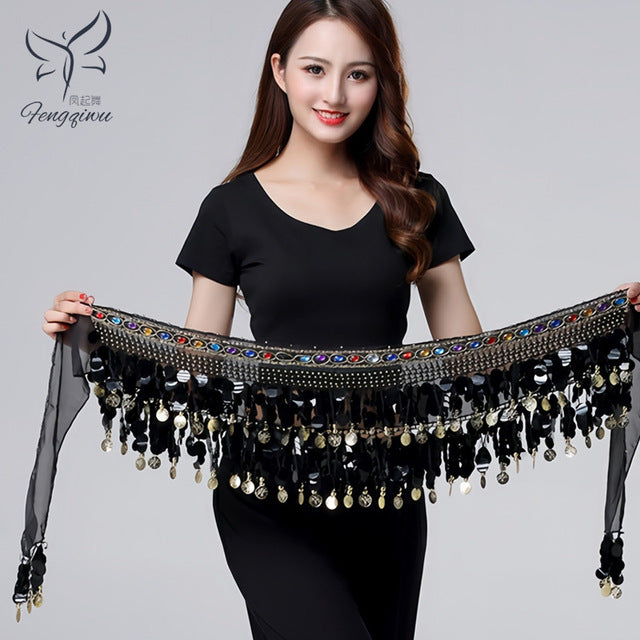 Dancer's Accessories New Style Top Selling Belly Dance Waist Chain Hip Scarf Bellydance Coins Belt Dancing Waist Belt