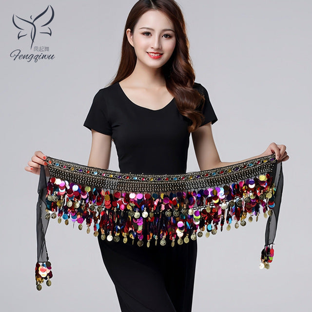 Dancer's Accessories New Style Top Selling Belly Dance Waist Chain Hip Scarf Bellydance Coins Belt Dancing Waist Belt