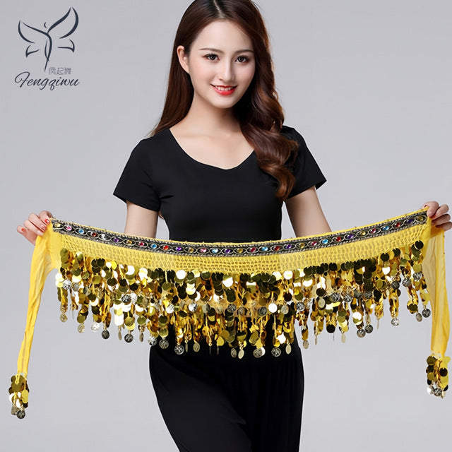 Dancer's Accessories New Style Top Selling Belly Dance Waist Chain Hip Scarf Bellydance Coins Belt Dancing Waist Belt