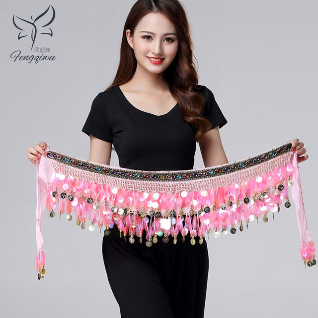 Dancer's Accessories New Style Top Selling Belly Dance Waist Chain Hip Scarf Bellydance Coins Belt Dancing Waist Belt