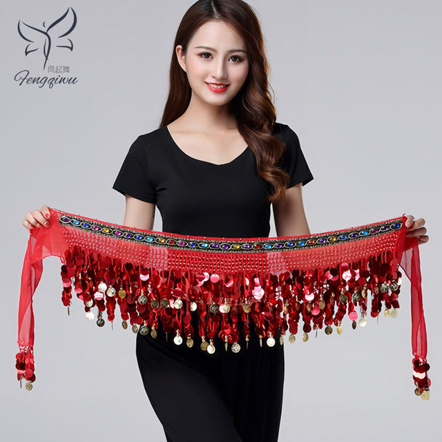 Dancer's Accessories New Style Top Selling Belly Dance Waist Chain Hip Scarf Bellydance Coins Belt Dancing Waist Belt