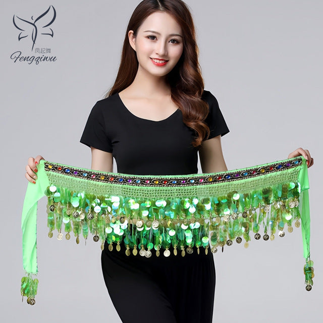 Dancer's Accessories New Style Top Selling Belly Dance Waist Chain Hip Scarf Bellydance Coins Belt Dancing Waist Belt