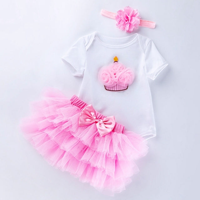 0-2 years old baby girl birthday outfit cotton short-sleeved romper six-layer sand skirt suit manufacturer Wholesale children's clothing