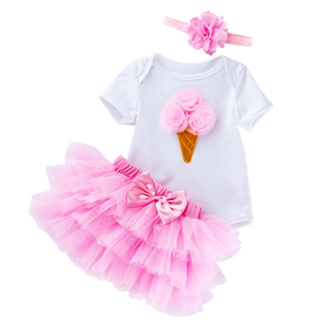 0-2 years old baby girl birthday outfit cotton short-sleeved romper six-layer sand skirt suit manufacturer Wholesale children's clothing