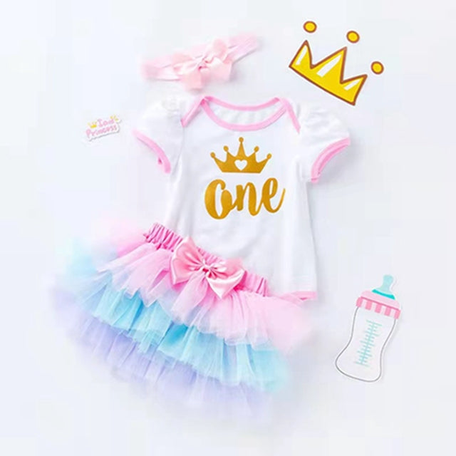 0-2 years old baby girl birthday outfit cotton short-sleeved romper six-layer sand skirt suit manufacturer Wholesale children's clothing