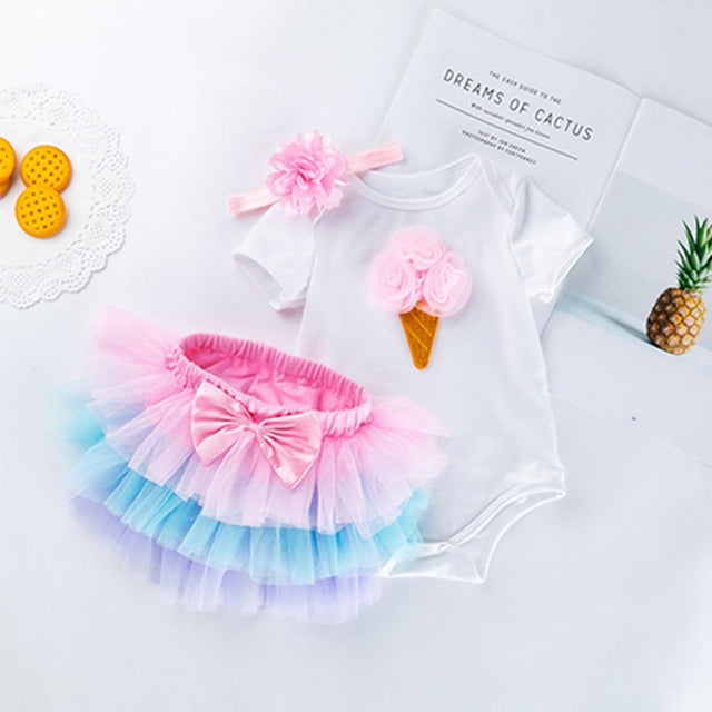 0-2 years old baby girl birthday outfit cotton short-sleeved romper six-layer sand skirt suit manufacturer Wholesale children's clothing