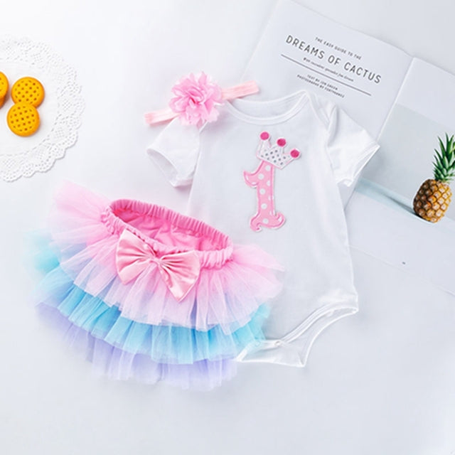 0-2 years old baby girl birthday outfit cotton short-sleeved romper six-layer sand skirt suit manufacturer Wholesale children's clothing
