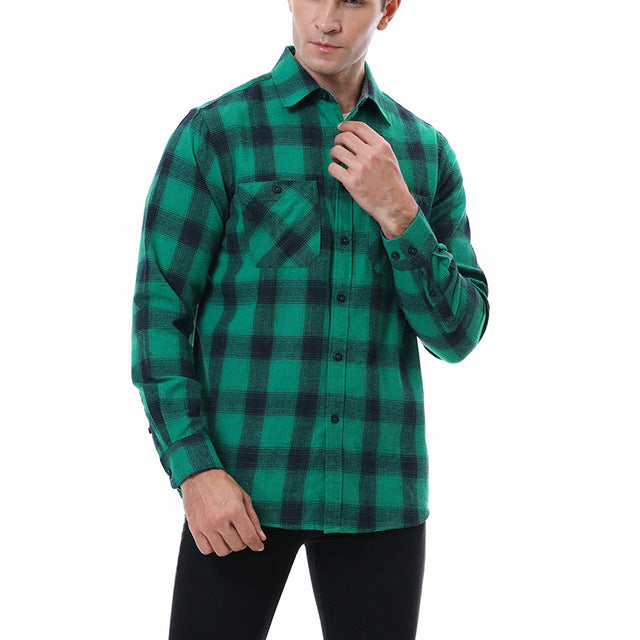 English Style Vintage Men Clothing Plaid Shirt Spring Autumn New Harajuku Long Sleeves Streetwear Fashion Business Casual Tops