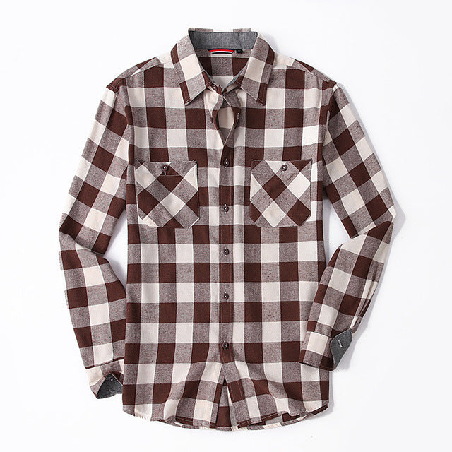 English Style Vintage Men Clothing Plaid Shirt Spring Autumn New Harajuku Long Sleeves Streetwear Fashion Business Casual Tops