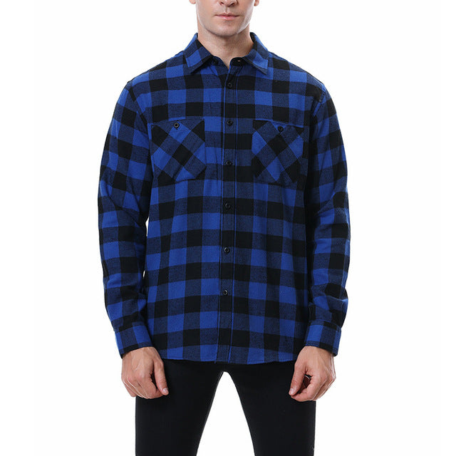 English Style Vintage Men Clothing Plaid Shirt Spring Autumn New Harajuku Long Sleeves Streetwear Fashion Business Casual Tops
