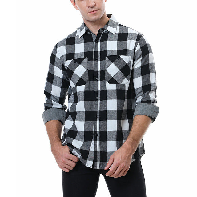 English Style Vintage Men Clothing Plaid Shirt Spring Autumn New Harajuku Long Sleeves Streetwear Fashion Business Casual Tops