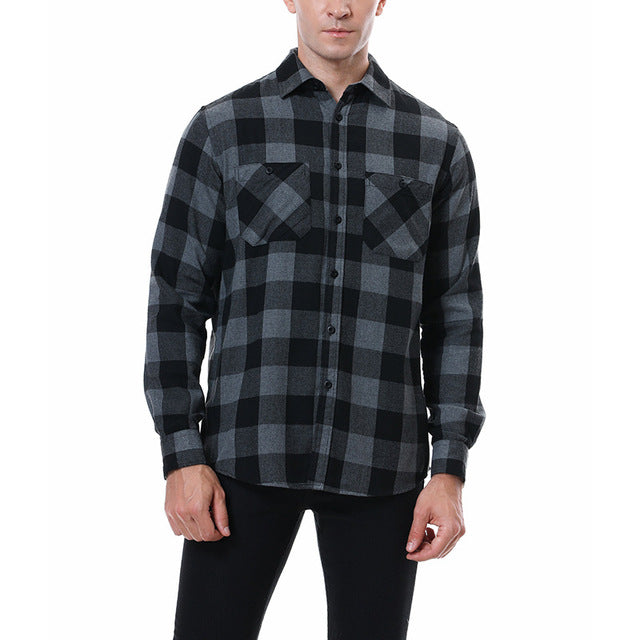 English Style Vintage Men Clothing Plaid Shirt Spring Autumn New Harajuku Long Sleeves Streetwear Fashion Business Casual Tops