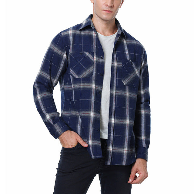 English Style Vintage Men Clothing Plaid Shirt Spring Autumn New Harajuku Long Sleeves Streetwear Fashion Business Casual Tops
