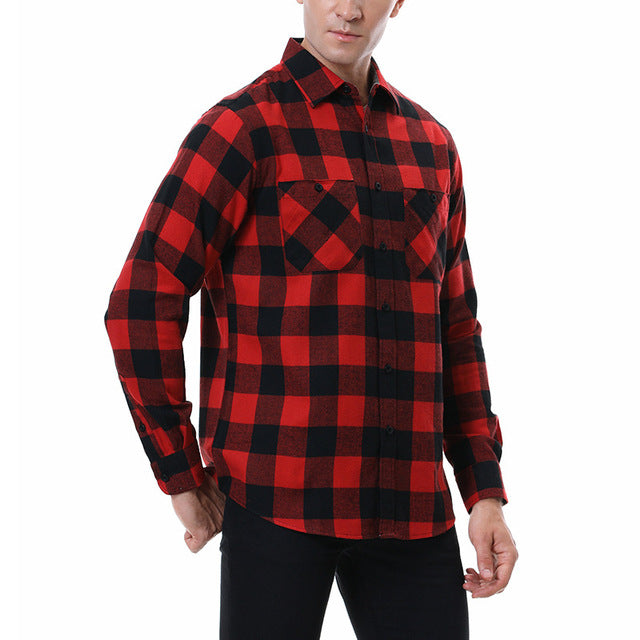 English Style Vintage Men Clothing Plaid Shirt Spring Autumn New Harajuku Long Sleeves Streetwear Fashion Business Casual Tops
