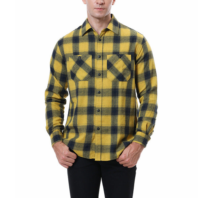 English Style Vintage Men Clothing Plaid Shirt Spring Autumn New Harajuku Long Sleeves Streetwear Fashion Business Casual Tops