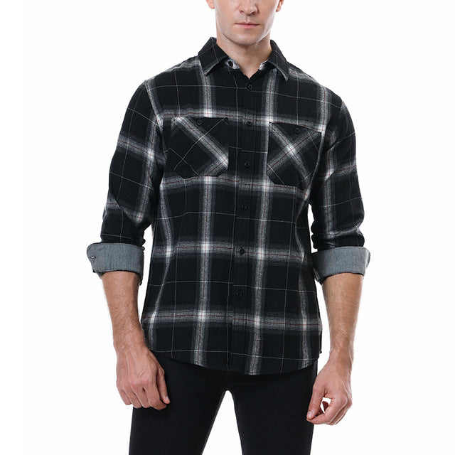 English Style Vintage Men Clothing Plaid Shirt Spring Autumn New Harajuku Long Sleeves Streetwear Fashion Business Casual Tops